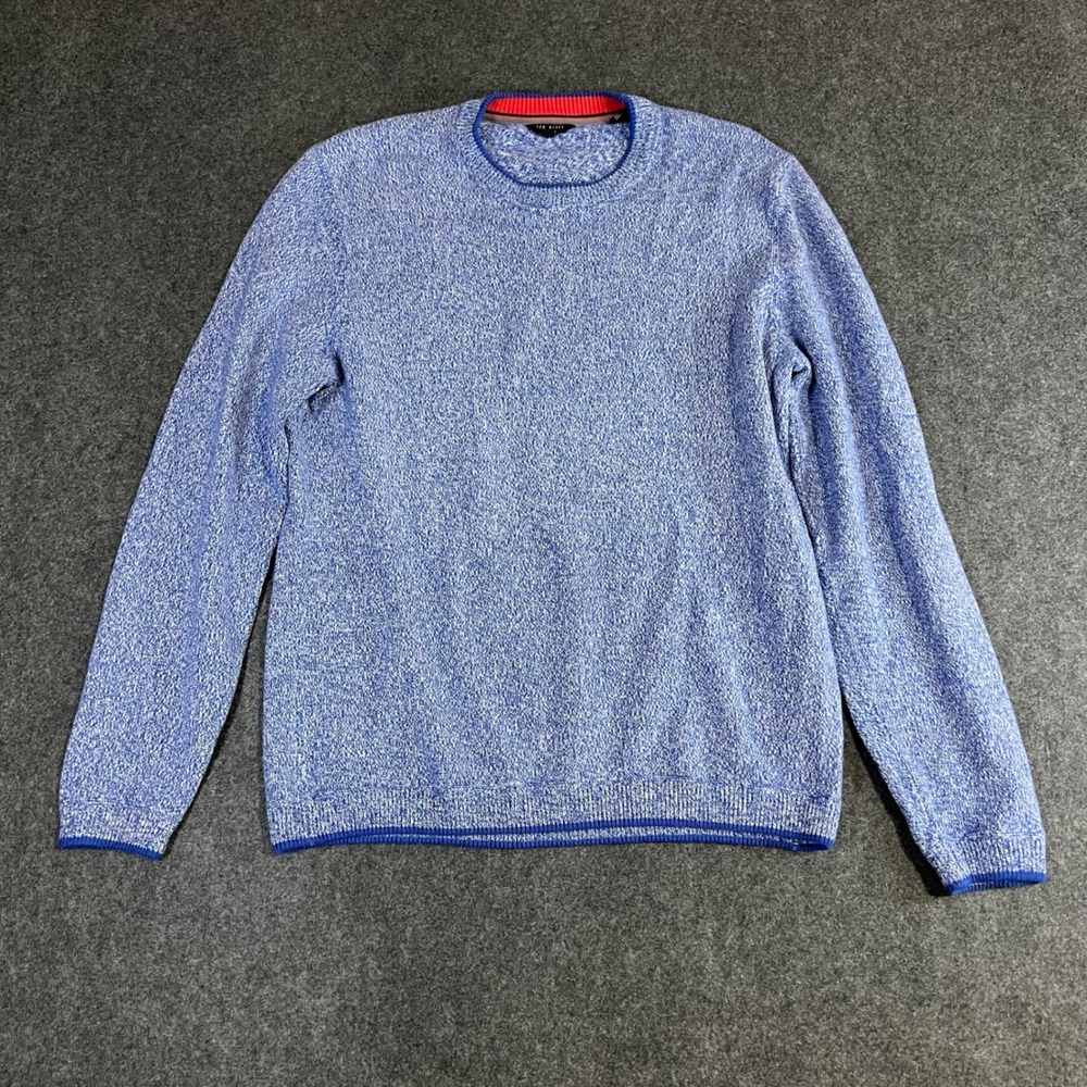 Ted Baker London Cirkus Blue White Marl Crew Neck Sweater Mens Size 4 Large